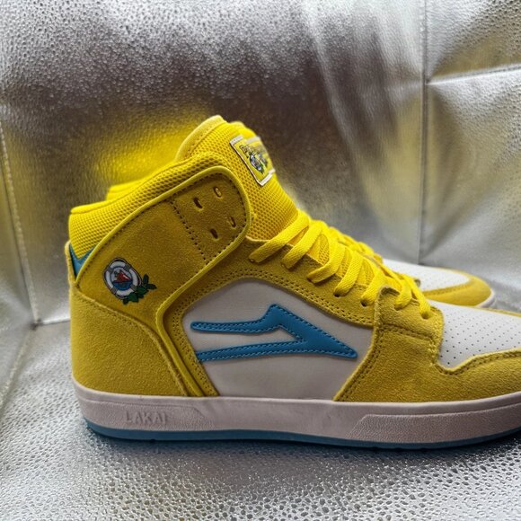 Size 9 Lakai x Pacífico Telford Mens Yellow White Cyan Skateboarding Shoes - Picture 2 of 9